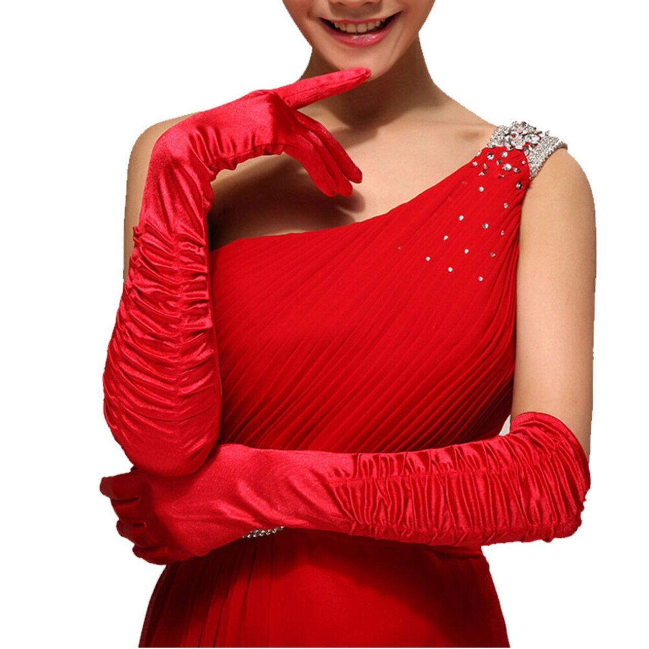Women's Satin Long Sleeve Bridal Party Gloves for Wedding Costume
